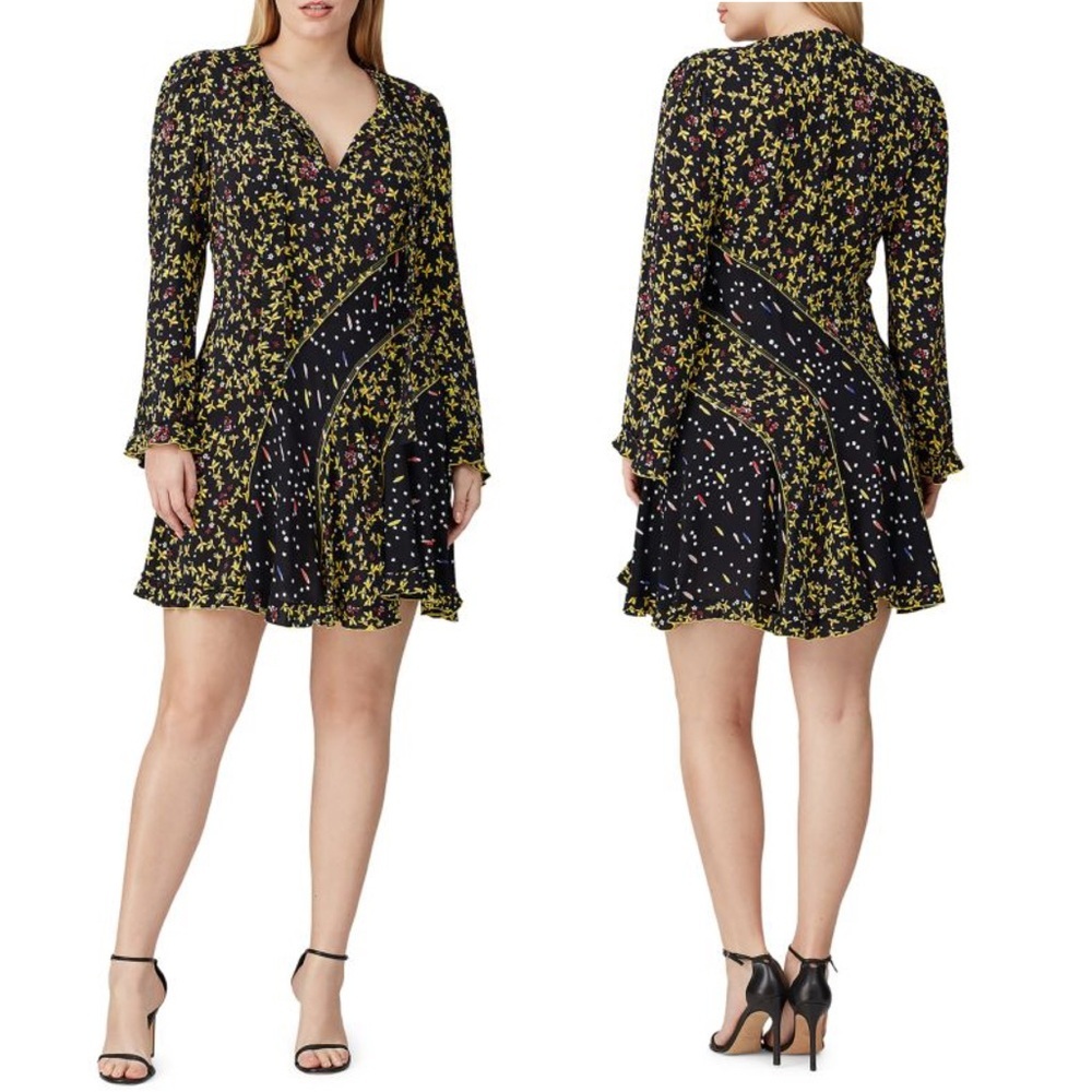DEREK LAM 10 CROSBY Catia Mix Print Mini A-Line Dress